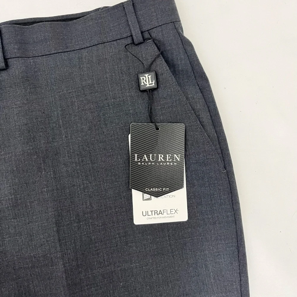 Lauren Ralph Lauren Mens 44x30 Suit Trouser Gray Classic Fit‎ Ultra Flex Stretch